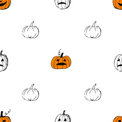 Vector cute Halloween background. Seamless pumpkin pattern