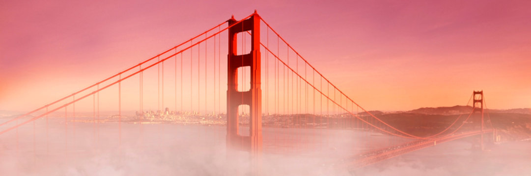 Golden Gate bridge in the fog , San Francisco