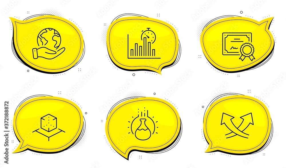 Poster intersection arrows sign. diploma certificate, save planet chat bubbles. report timer, augmented rea