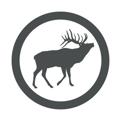 Silueta de ciervo haciendo su llamada en círculo color gris