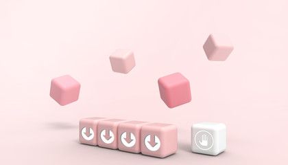 Ideas Creative Business concept growth success process red cube and Arrow White cube on paper  background, copy space. - 3d rendering