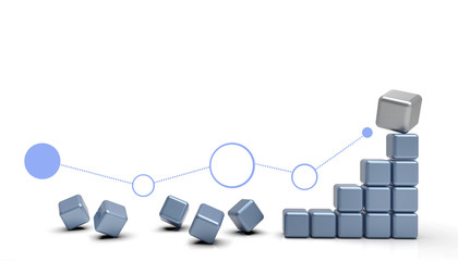 Ideas Creative Business concept growth success process cube stacking as step stair on White paper  background, copy space - 3d rendering