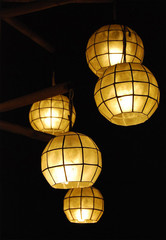 Old fashioned capiz lantern in the Boracay beachfront during night time.