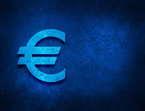 Euro sign icon artistic abstract blue grunge texture background