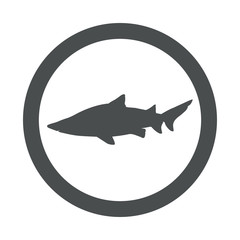 Silueta de tiburón toro en círculo color gris