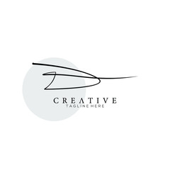 Stylish Monogram Signature Letter D Logo Design with Circle Gray Background