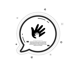 Hand icon. Quote speech bubble. Social responsibility sign. Honesty, collaboration symbol. Quotation marks. Classic social responsibility icon. Vector