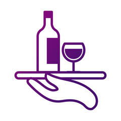 wine cup drink and bottle in server tray gradient style icon