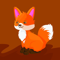 Obraz premium Vector illustration of a cute cartoon fox