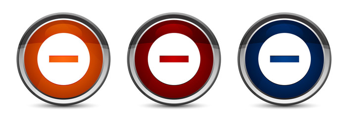 Cancel icon exclusive blue red and orange round button design set