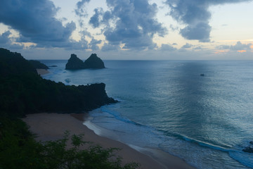 Sunset over Dois Irm&atilde;os (Two brothers Island), Fernando de Noronha, Pernambuco, Brazil.