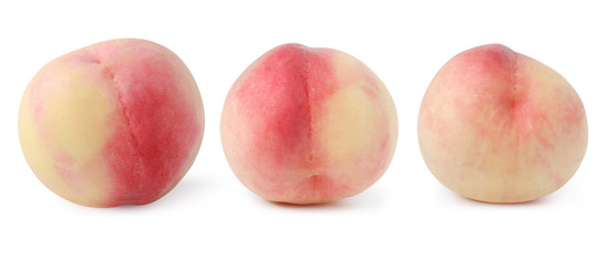 set pink peach isolated on white with peach clipping path