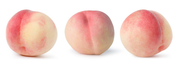 set pink peach isolated on white with peach clipping path