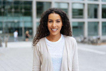 Smiling happy young African woman