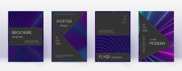 Fototapeta na wymiar Black brochure design template set. Neon abstract 