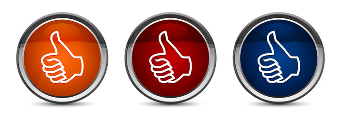 Like icon exclusive blue red and orange round button design set