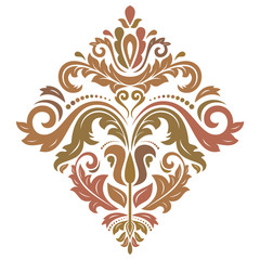Elegant vintage vector ornament in classic style. Abstract traditional pattern with colored oriental elements. Classic vintage pattern with red and brown rhomus