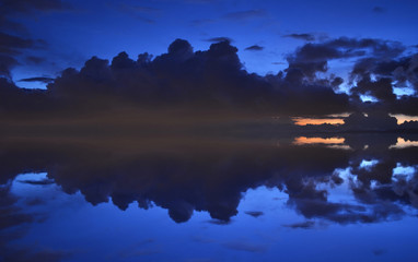 
reflections of the blue sea in a sunset in the caribbean sea