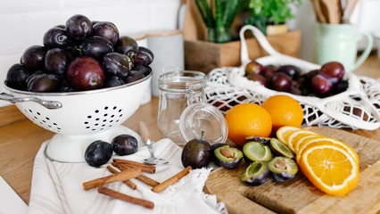 Plum jam confiture preparation
