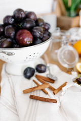 Plum jam confiture preparation