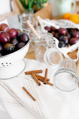 Plum jam confiture preparation
