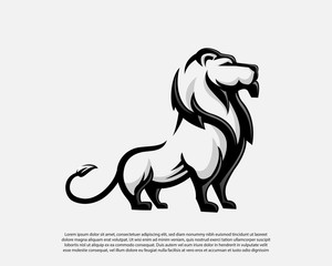 elegant Stand lion drawing art logo symbol design illustration