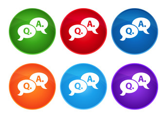 Question answer bubble icon super round button set glass design