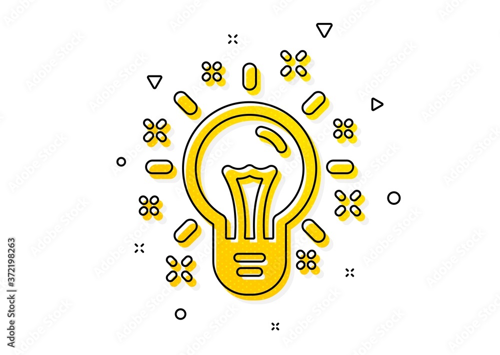 Poster light bulb or lamp sign. idea icon. creativity, solution or thinking symbol. yellow circles pattern.