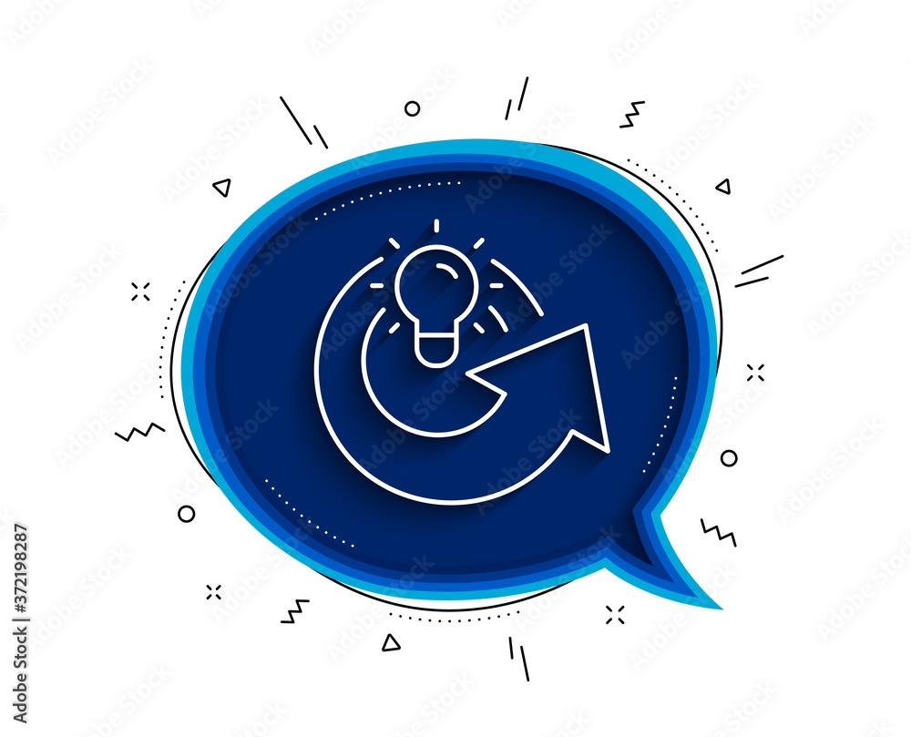 Poster Share idea line icon. Chat bubble with shadow. Light bulb or Lamp sign. Creativity, Solution or Thinking symbol. Thin line share idea icon. Vector