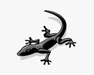 Fototapeta premium Lizard iguana gecko black art logo symbol illustration