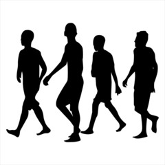 group of people boys walking vector silhouettes 