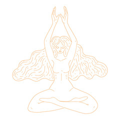 Woman body. Vector line illustration of a female. Vector woman for creating fashion prints, postcard, wedding invitations, banners, arrangement illustrations, books, covers.