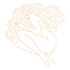 Woman body. Vector line illustration of a female. Vector woman for creating fashion prints, postcard, wedding invitations, banners, arrangement illustrations, books, covers.