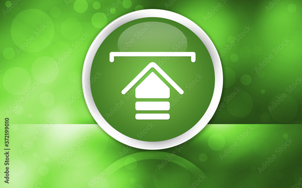 Wall mural upload icon premium glossy button isolated on abstract shiny green background
