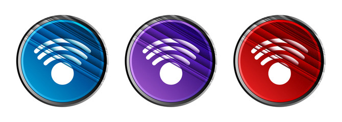 Wifi icon natural sky light round button set stripes line illustration