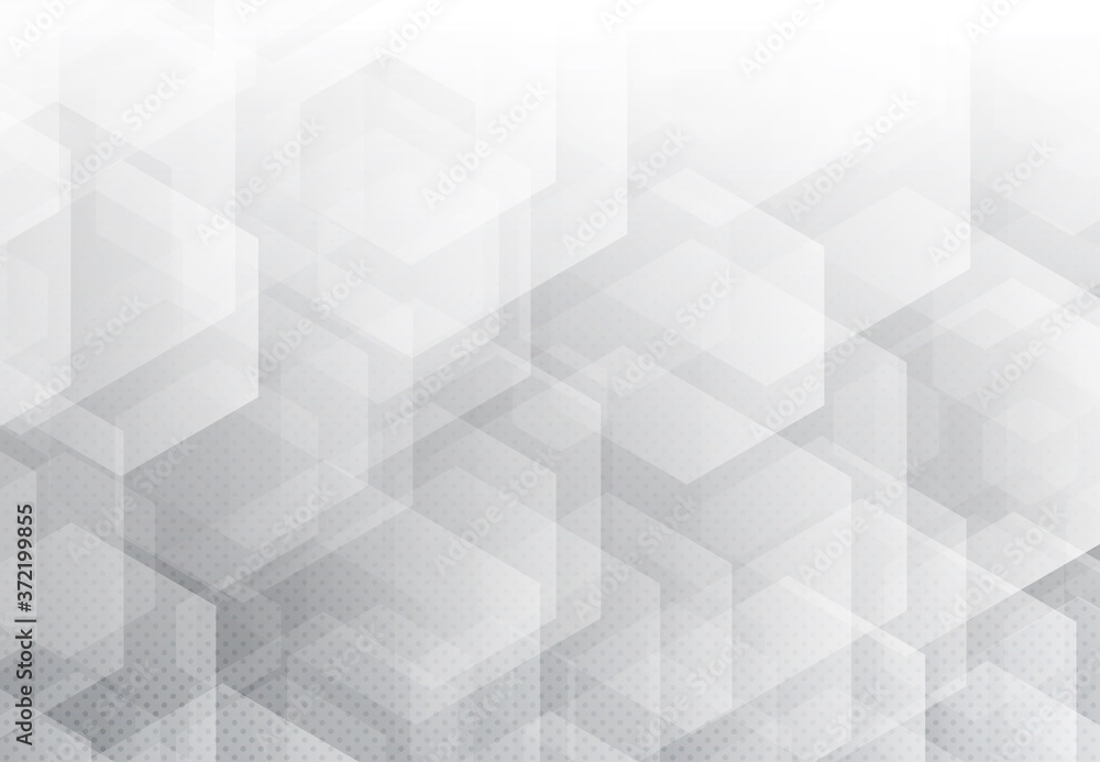 Poster abstract design of white hexagonal pattern technology with halftone decorative background. illustrat