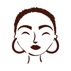young afro woman with hair short silhouette style