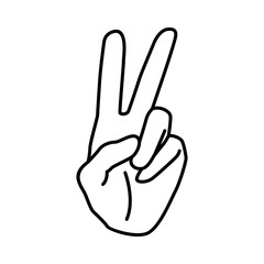 Fototapeta premium Hand peace outline vector illustration icon symbol