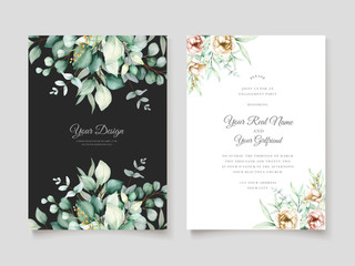 beautiful eucalyptus leaves wedding invitation card set