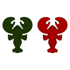 Set of green and red lobsters