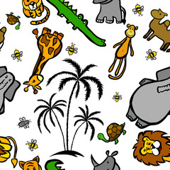 The seamless background of Africa's animals. Vector illustration