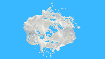 Naklejka na ściany i meble Milk splash isolated on background, splash include clipping path. 3d illustration