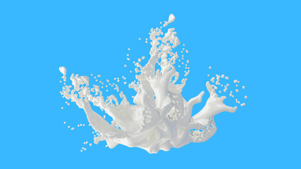 Milk splash isolated on background, splash include clipping path. 3d illustration