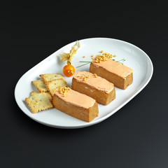 Dishes of traditional Russian cuisine. Restaurant serving. Black background.