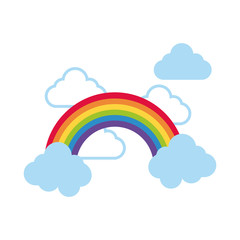 cute rainbow and clouds weather flat style