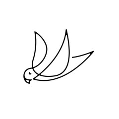 Bird fly one line icon symbol for business 