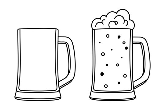 Outline icons of beer mug