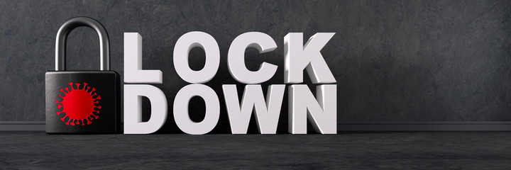 Lock Down Text with Padlock - 3D Illustration