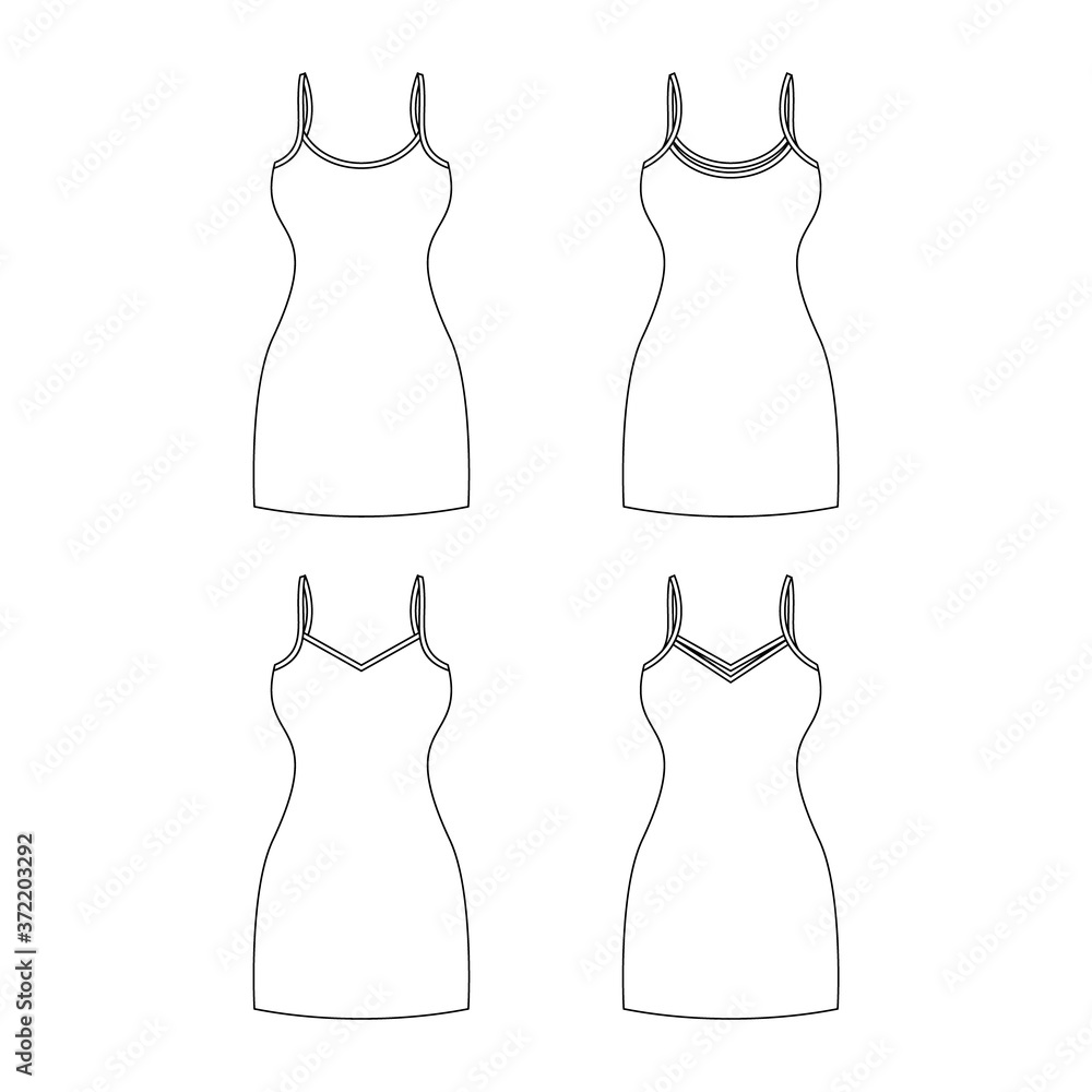 Wall mural template women tank top illustration flat design outline template clothing collection