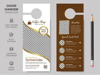 Food Restaurant Door Hanger, Vector illustration, modern Door hanger, do not disturb and make up room sign Premium Vector, Door hanger design template